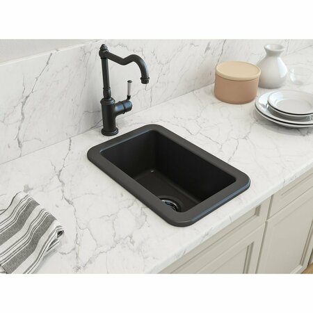 BOCCHI 18 in W x 12 in L x 8 in H, Fireclay, Fireclay Kitchen Sink 1358-020-0120